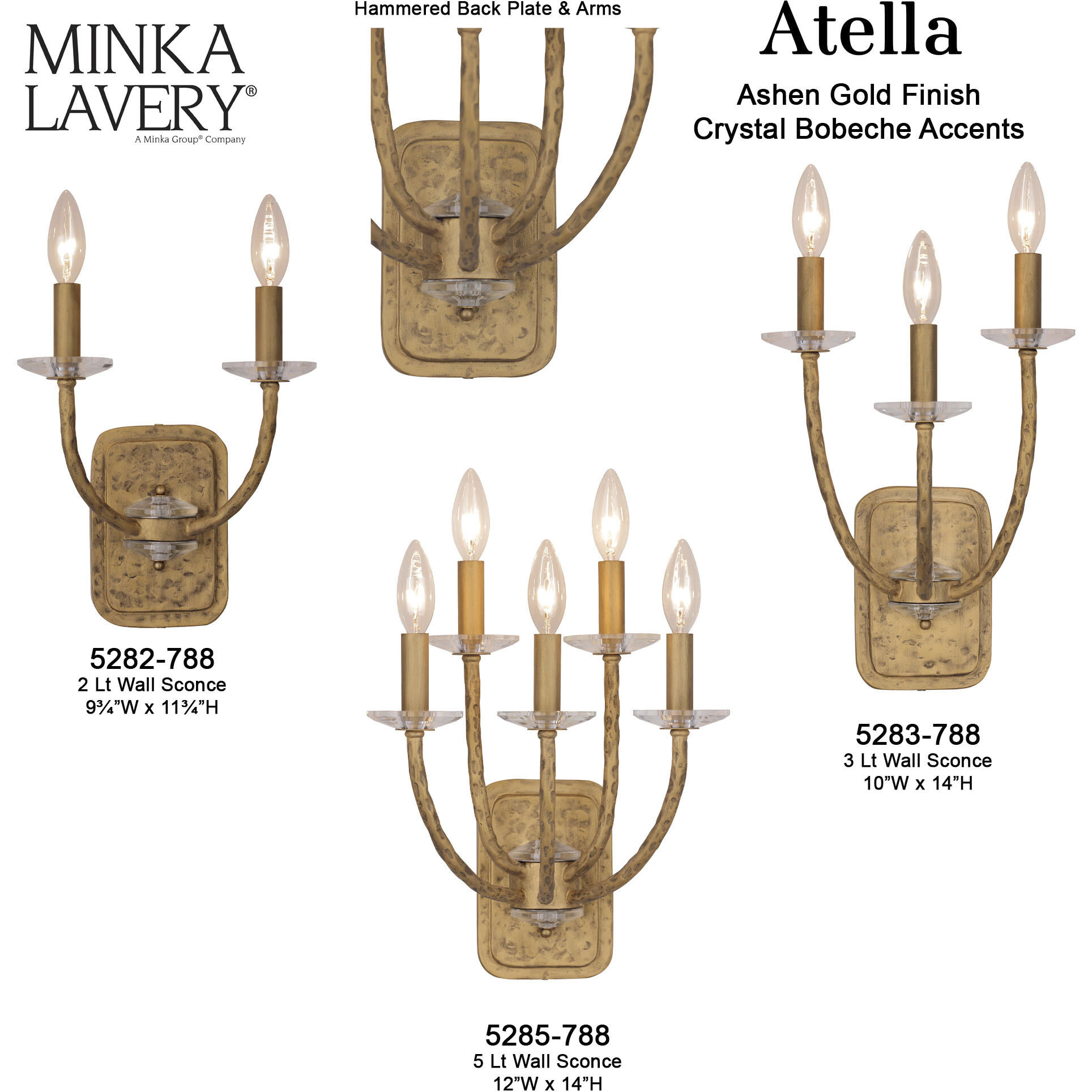 Atella 5 Light 12 inch Ashen Gold Wall Sconce Wall Light